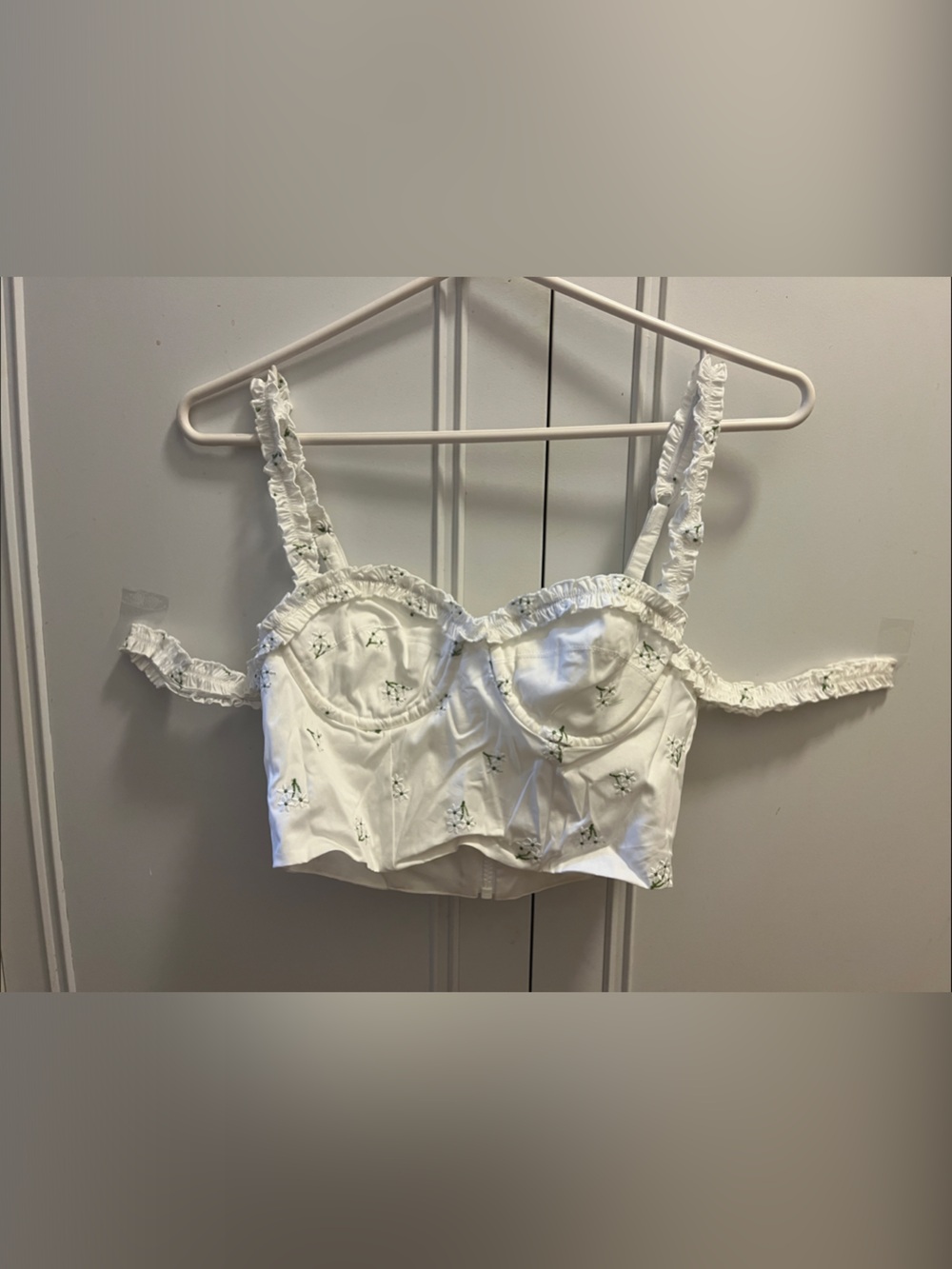 The Bar White Embroidered Floral Brooklyn Top  Bustier